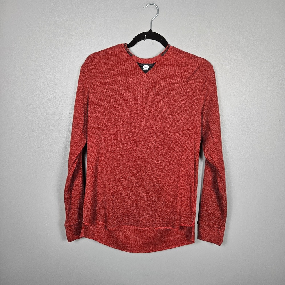 Ecko Unltd Mens M Thermal Knit Shirt Waffle Crewneck Long Sleeve Red Streetwear - Picture 1 of 9